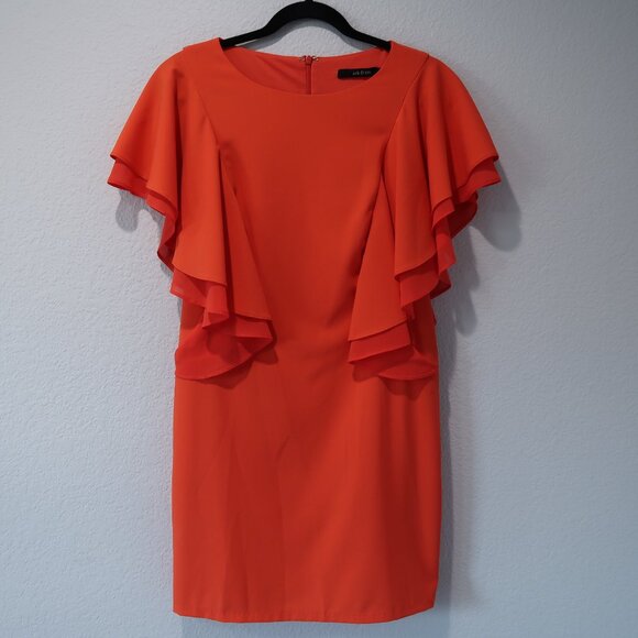 Ark & Co Dresses & Skirts - Ark & Co Dress Womens S Midi Flutter Sleeves Shift Cocktail Wedding Party Orange